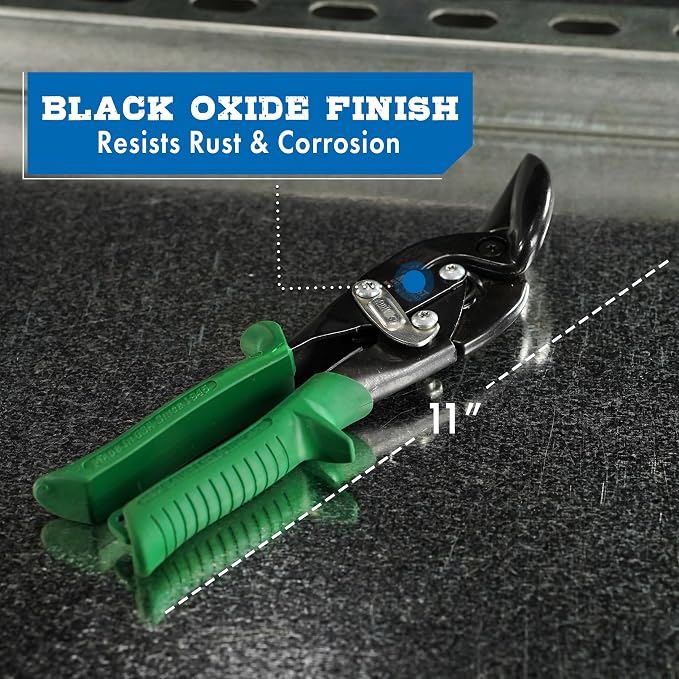 MIDWEST Blackout Series Aviation Snip - Right Cut Offset Tinner Shears, Made in the USA - MWT-6510RO