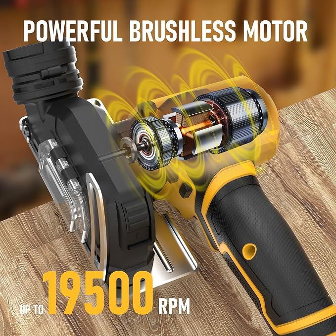 Cordless Cut Off Tool Compatible With DeWalt 20V MAX Battery(NO Battery) 3" Brushless Mini Circular Saw with Blades,19000RPM,Removable Dust Cover for Metal/Wood/Tile/Plastic | 3" Brushless Mini Cordless Cut Off Tool with Blades,19000RPM,Removable Dust ...
