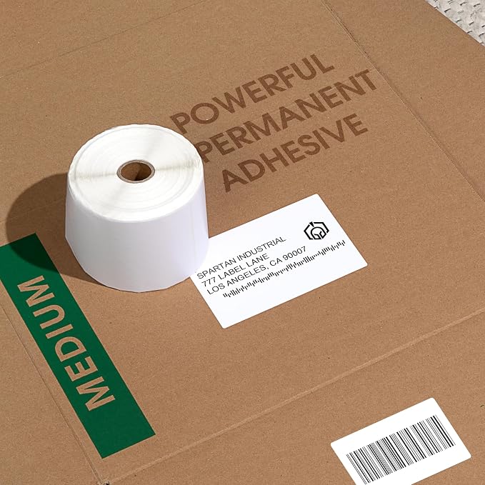 Spartan Industrial - 2.5" X 2" Direct Thermal Labels (7000 Count, 10 Rolls) - Square SKU Barcode and Product Labels, Thermal Sticker Roll for Packaging - Compatible with Zebra and Rollo Printers
