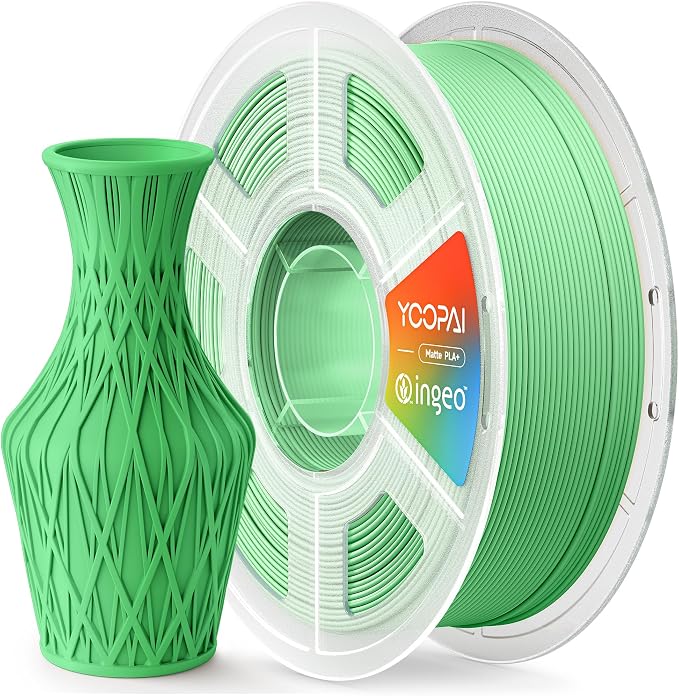 PLA+ Matte Filament 1.75mm, Soft Matte Finish, Reduced Layer Lines, 1KG (2.2lbs) 3D Printer PLA Filament, Dimensional Accuracy +/- 0.02 mm, Grass Green