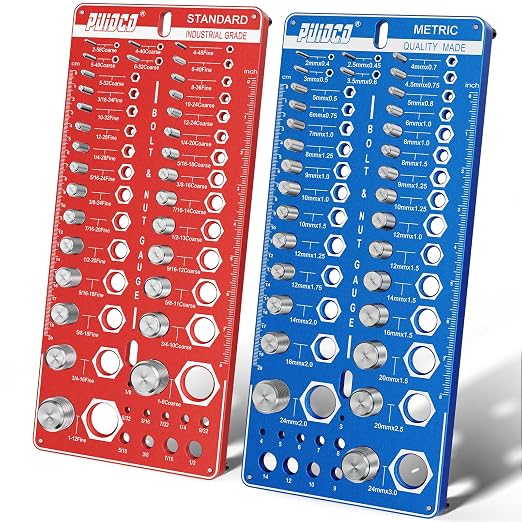 82 Nut and Bolt Thread Checker Standard and Metric, Thread Gauge SAE and Metric with 31 Standard & 31 Metric & 20 Drill Bit Gauge, Screw Size Checker Bolt Size Finder for Quickly Identify