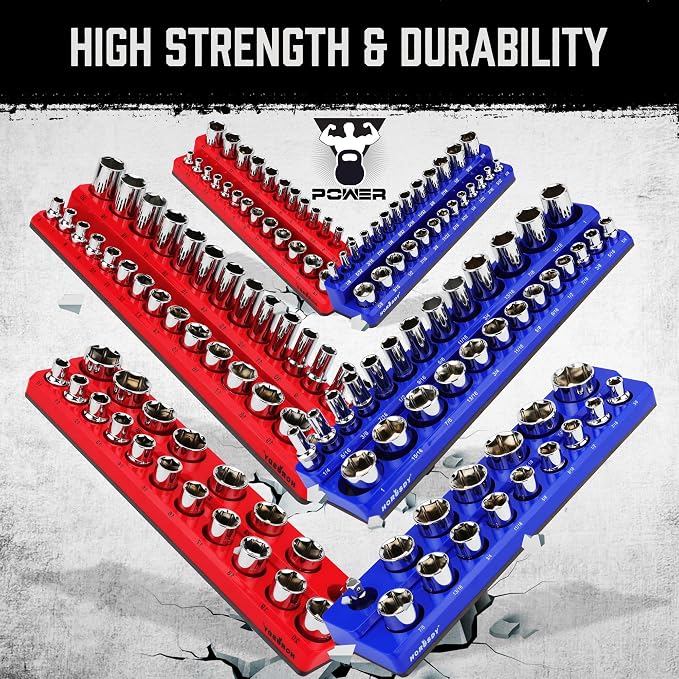 HORUSDY 8-Piece Magnetic Socket Organizer Set, Magnet Socket Holder, 1/4", 3/8", 1/2" Socket Holds 199 Pieces Magnetic Trays. (8-Piece Organizer Set)