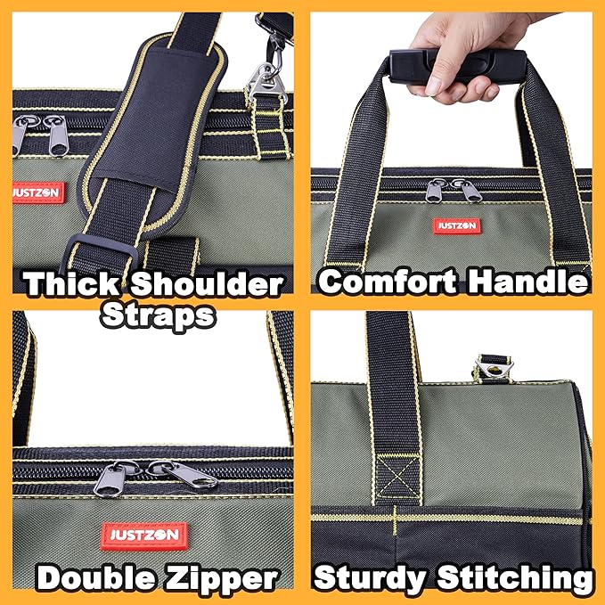 rolling tool bag with wheels for Electrician HVAC Tool Bag Organizer ，Hidden pull rod, plastic bottom, lightweight