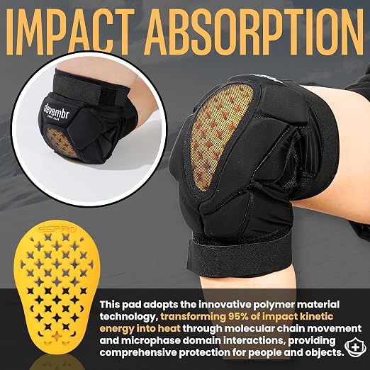 devembr Knee Pads for Snowboarding, Skiing and Skating, Women and Men, L | Impact Absorption Cushion Protection, Cold Resistance, for Skate Ski and Snow Sports