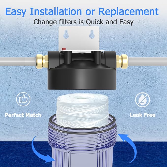 20 Micron Whole House Water Filter Cartridge, String Wound Sediment Filters for Well Water, Universal Replacement for Any 20 inch Silm Housings - 20" x 2.5" Cartridges - Pack of 6