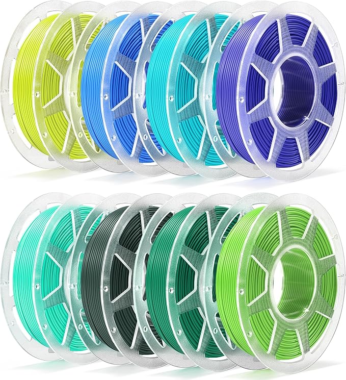 250g Pre-Dried PLA Basic Bundle with Spool for Bambu Lab 3D Printers, Multicolor 1.75mm 3D Printing Filament, 250g Spool, 8 Rolls, Cool Nature Mix