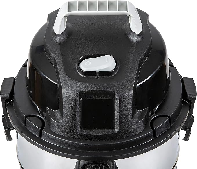 Amazon Basics Wet Dry Shop Vacuum Cleaner, 6 Gallon, 3.5 HP Stainless Steel, with Filter, Grey/Black