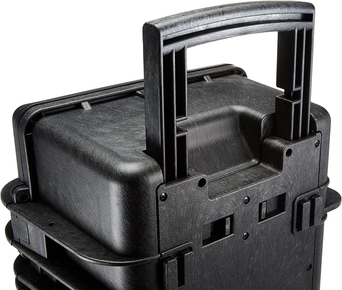 Amazon Basics Hard Protective Camera Case with Wheels, Large, Black, 22"L x 14"W x 9.8"H