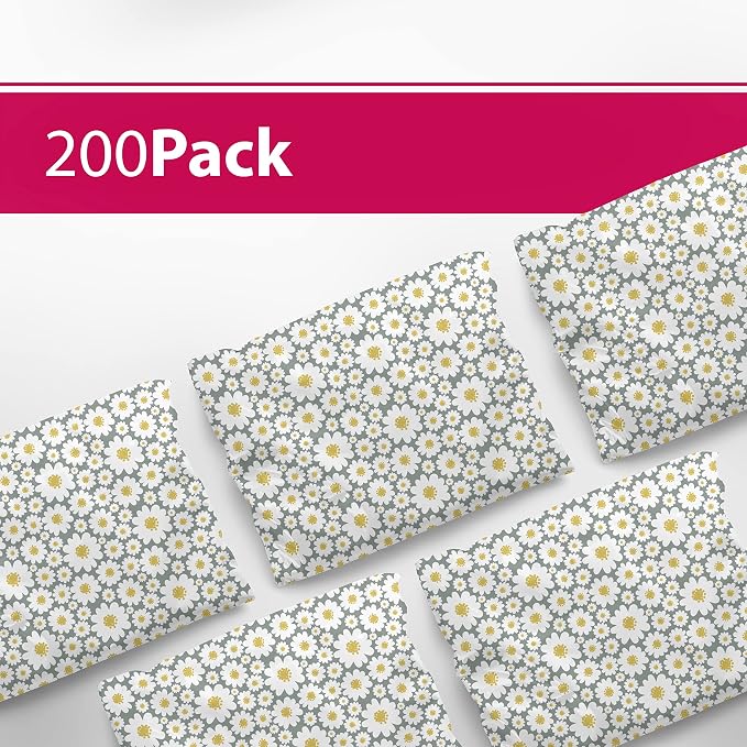 6x9 Poly Mailers – Floral Daisy – Waterproof, Tear-Resistant Shipping Bags with Adhesive Seal – 200 Pack – Package Mint