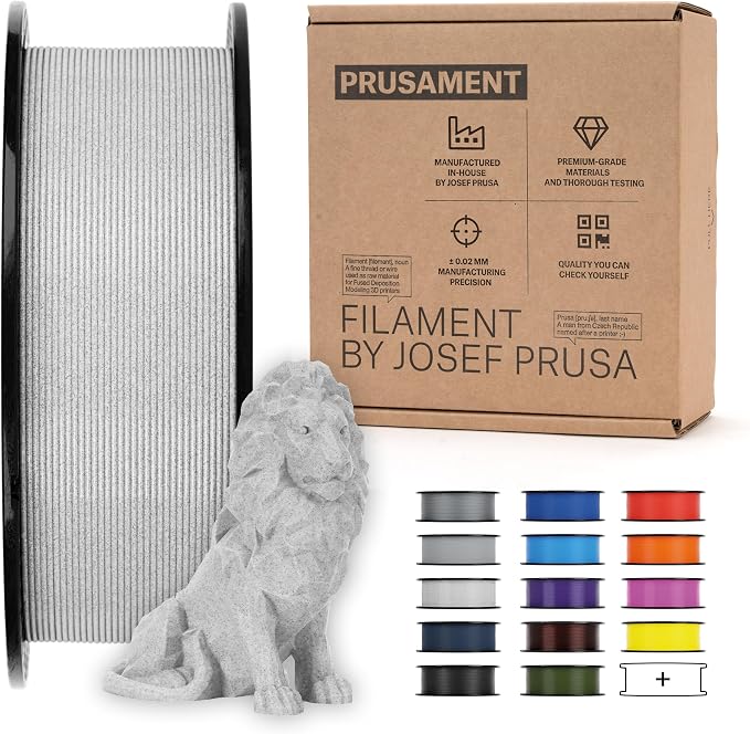 Prusament Premium PLA Marble Grey 1.75mm 1kg 3D Printer Filament | PLA filament with ±0.02 mm precision, low warping, and reliable, tangle-free printing for beginners and professionals.