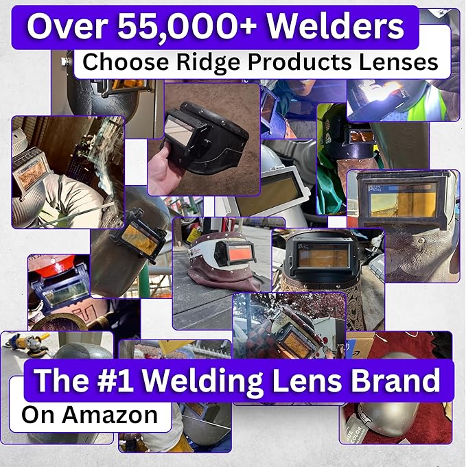 The King 1.0 | Shade 5-13 Adjustable Gold Auto Darkening Welding Lens | 2" x 4 1/4" x 0.33" | Adjusts From Shades 5-13 (9 Lenses In 1) | Gold Front - Deep Blue Weld View | Ridge Products Royal Series