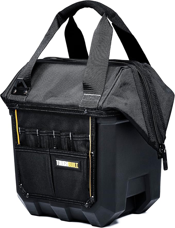 ToughBuilt ClipTech Series – Massive Mouth 12" Tool Bag, Wide-Opening Hard Body Design with 25 Pockets, Waterproof Base & Shoulder Strap (TBL-CT-62-12)