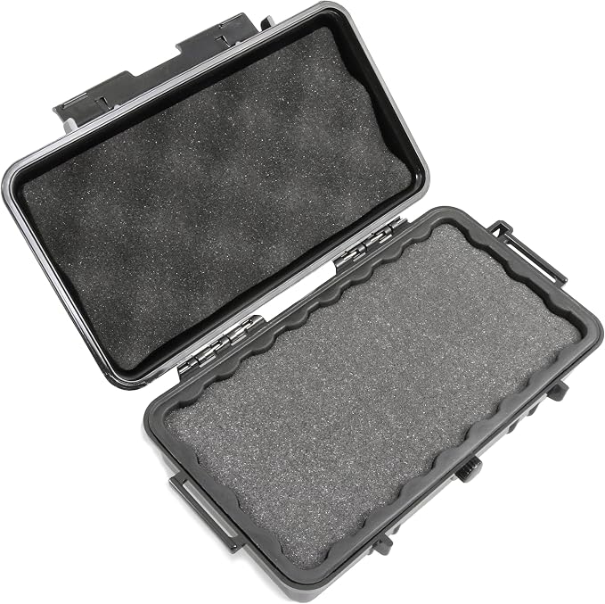 CASEMATIX 9.5" Waterproof Small Hard Case with Customizable Foam for Portable Electronics, Tools and Accessories - Hard Shell Small Plastic Case with Pre-Diced Travel Case Foam Interior