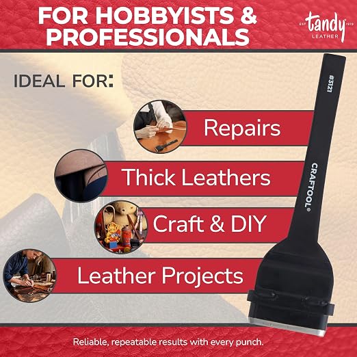 Tandy Leather Craftool Heavy Duty Oblong Punch - Precision Slot Cutting Tool - for Leather Belts, Straps and Buckles - Durable Steel Hand Tool for Consistent Cuts - 1 1/2 Inch Black