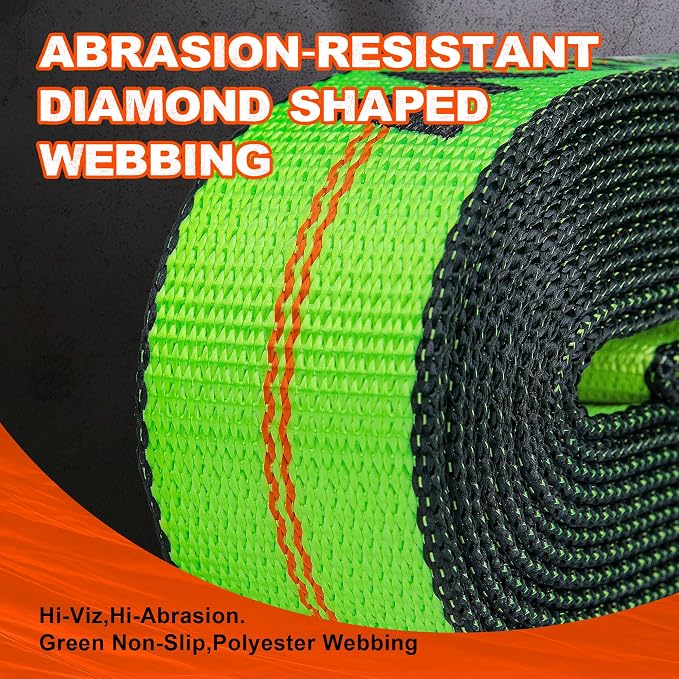 2" x 8' Strap w/RTJ Cluster Hook,4 Pack,Recovery Winch Strap,Replacement Automatic Tie Down Strap for Tow Trucks,Vehicle Wrecker tie Down Straps for Towing