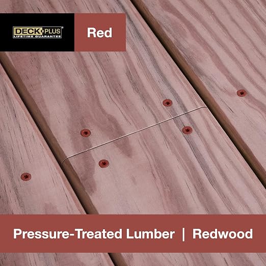 Deck Plus 2 Inch Epoxy Coated Exterior Wood and Fence Screws #8 x 2 Torx/Star Drive Included Coarse Thread, Outdoor Rust Resistant Decking Screw, Red, 1lb Box, 147 Pieces | 48427