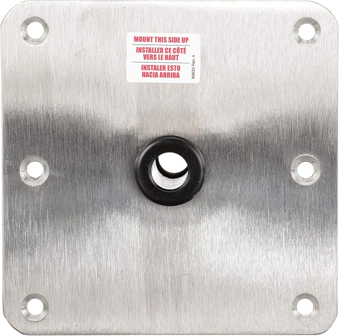 Attwood SP-67739-T Lock’N-Pin ¾-Inch Pin Base — 7x7-Inch Base, Threaded, Acetal Bushing, Pre-Drilled for Mounting