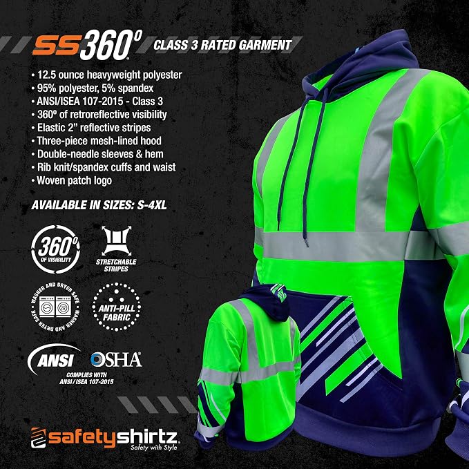 SafetyShirtz SS360 ANSI Class 3 Type R Graphic Hoodie