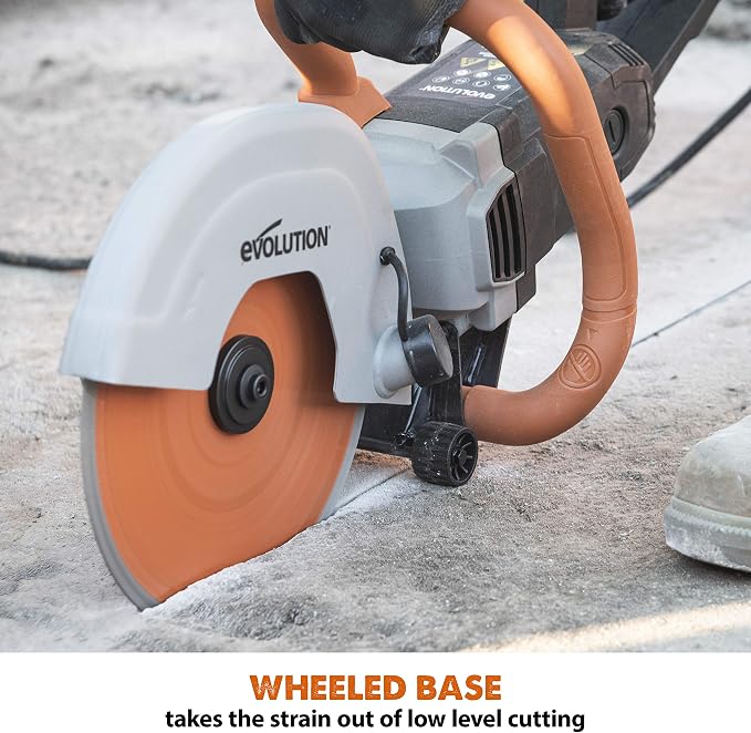 Evolution R255DCT | 10 in. Electric Concrete Saw | Premium Diamond Blade Included | 15A Motor | 4-1/16" Cut Depth | No Gas, No Fumes | Disc Cutter / Power Cutter / Cut-Off Saw | Brick & Masonry