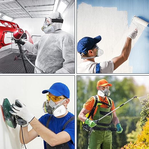 AirGearPro M-500 ABEK1-P2 Reusable Respirator Mask | Anti-Dust mask Ideal for Spray Painting, Sanding, Building work, DIY and more.