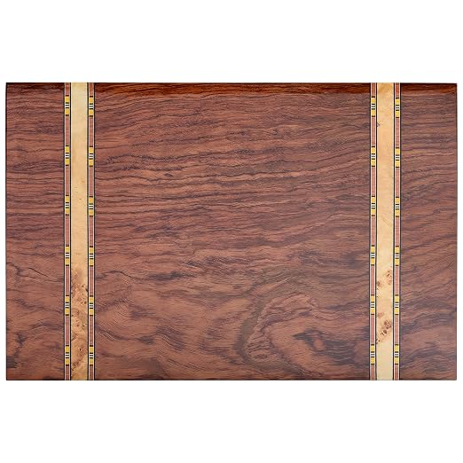 Desktop Cigar Handcrafted Bubinga Wood Mapa Burl Decorative Wood Inlay Glass Hygrometer Lock & Key Spanish Cedar Lined, Holds 75-140 Cigars (Zurich)