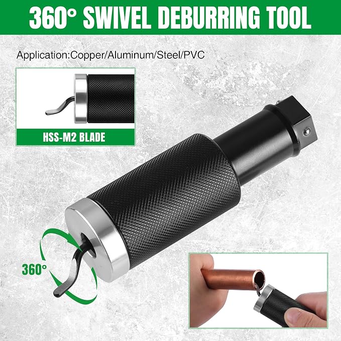 SK 2-Piece Tube Cutter Set, 1/4"–1 1/4" OD Pipe Cutter with Detachable Extension Handle & Concealed Deburring Scraper, 52100 Bearing Steel Blade for Copper, Aluminum and PVC Tube
