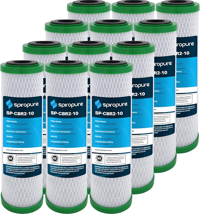 SpiroPure 10x2.5 0.5 Micron Carbon Water Filter CBR2-10 SMCB-2510 (12 Pack)