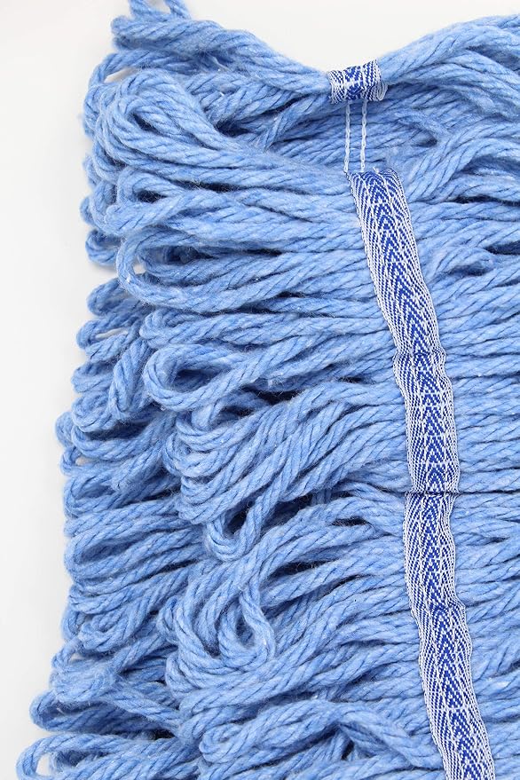 Turkey Creek Essentials Mop Heads Commercial Grade USA Made Looped End Heavy Duty Large Mop Head of Blue 4-Ply Synthetic Yarn Industrial Wet Mop Head Replacement and String Mop Refills (12, Large)