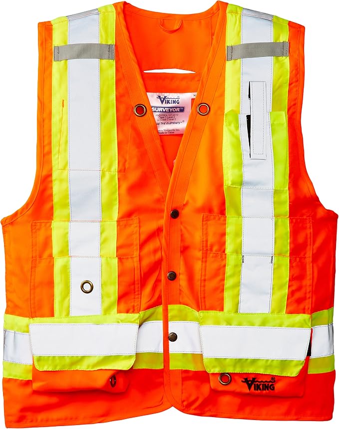 Viking Men's Surveyor Hi-Vis Safety Vest with U Configuration 4" Reflective Tape