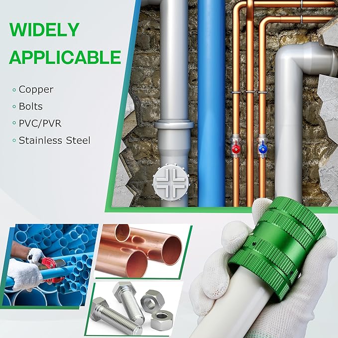 WISSCOOL Pipe Reamer Tool, Copper PVC Tube Deburring Tool Plumping Tools Pipe Cleaner 1/4" to 1-5/8" Inner Outer Reamer Pipe Tubing Chamfer for Metal PVC PPR Copper Brass Aluminum(Green)