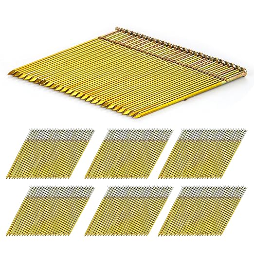 meite 28 Degree Framing Nails 3-1/4"x.131 Galvanzied Wire Weld 2,000PCS | Offset Full Round Head Smooth Shank, Rust-proof, Fits Pneumatic Cordless Framing Nailers Gun, Structural Framing Subflooring