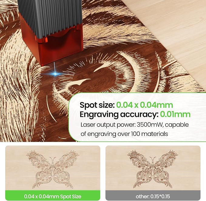 LONGER RAY5 Laser Engraver 3500mW High Precision 0.04 * 0.04mm Mini Laser Cutter and Engraving Machine 130x140mm Working Area for Wood Metal Acrylic Glass