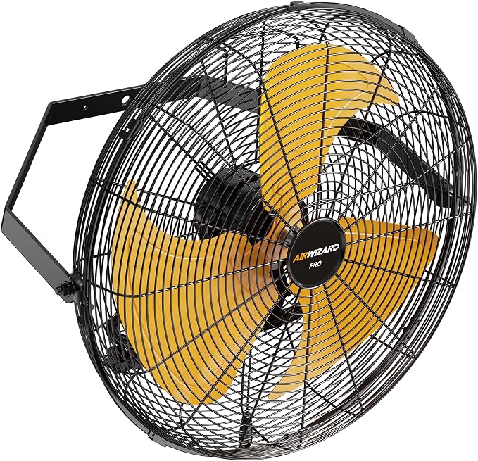 Pro Serie 20 Inch Industrial Wall Mount Fan, 5850 CFM High Velocity Metal Wall Fan, 3 Speed, Adjustable Tilt, Commercial Use for Garage, Gym, Patio, Workshop, Basement, Greenhouse, UL Listed