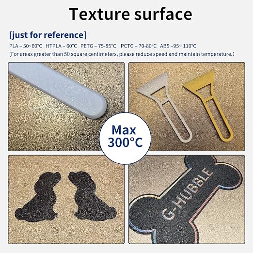 Double Sided Textured PEI Sheet for TAZ 6 Build Plate,300x300mm Flexible Spring Steel Build Plate with Magnetic Base for LulzBot TAZ Workhorse, TAZ Pro, TAZ 3, TAZ 4, TAZ 5,Anet A8 Plus 3D Printer.