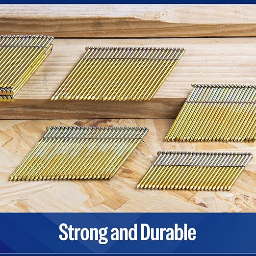 meite 28 Degree Framing Nails 3-1/4"x.131 Galvanzied Wire Weld 2,000PCS | Offset Full Round Head Smooth Shank, Rust-proof, Fits Pneumatic Cordless Framing Nailers Gun, Structural Framing Subflooring