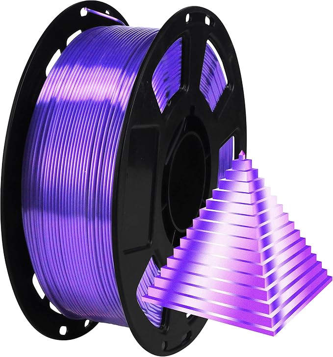 Silk Purple PLA Filament, 1kg 2.2lbs 1.75mm 3D Printing Material, Widely Support for FDM 3D Printer, Pack with Extra Filament Sample by BBLIFE