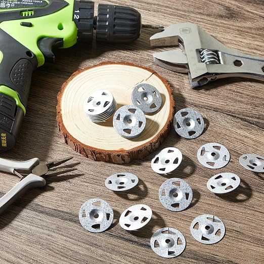 Fabbay 1000 Pcs Foam Board Fasteners 1-1/8 Inch Galvanized Steel Washers, Heavy Duty High Strength Rust Proof Industrial Metal Washers for Outdoor Construction & Fixing Fastening Installation