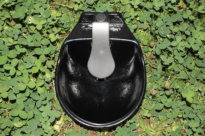 Automatic Livestock Water Bowl, Cast Iron Push Paddle Waterer for Cattle, Horse, Goat & Pig, Heavy Duty Outdoor Metal Automatic Drinking Bowl, 0.55 Gal