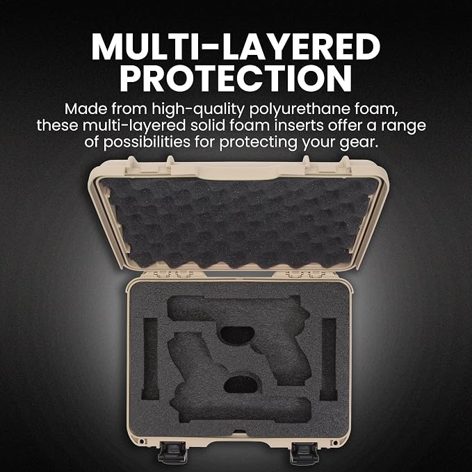 NANUK Hard Case with Custom Foam Insert for Glock, IP67 Waterproof & Crushproof, Rugged Construction for Ultimate Protection, Made in Canada