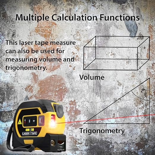 3 in 1 Digital Laser Tape Measure | Laser Level Crosshairs | 130ft/40m Laser Distance + 16ft/5m AutoLock Tape | Backlit LCD Display (Ft/Inch/M/mm & Fractions)