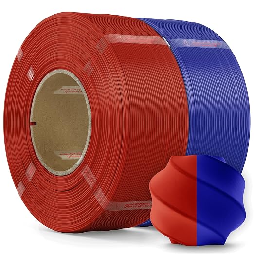 PLA Filament 1.75mm PLA 3D Printer Filament(Refill),2kg Refill for Reusable Spools(4.4lbs),Premium Quality 3D Printing Filament for Bambu lab 3D Printers,Red+Dark Blue
