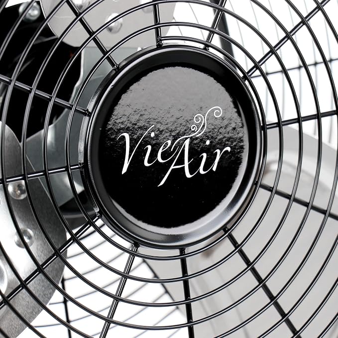 Vie Air 12 Inch Twin Pack Industrial High Velocity Heavy Duty Metal Floor Fan with 3 Speed Settings, Black