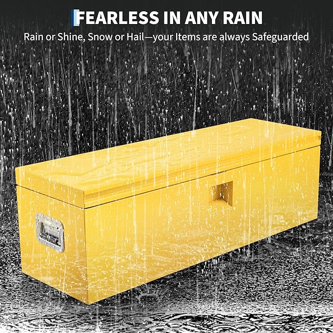 GarveeTech Truck Bed Tool Box Heavy Duty Steel Toolbox with Hydraulic-Assisted Lid, Drill-Proof Lock & Weatherproof Seal, Universal Mount for Pickup, Truck Bed, RV, Trailer