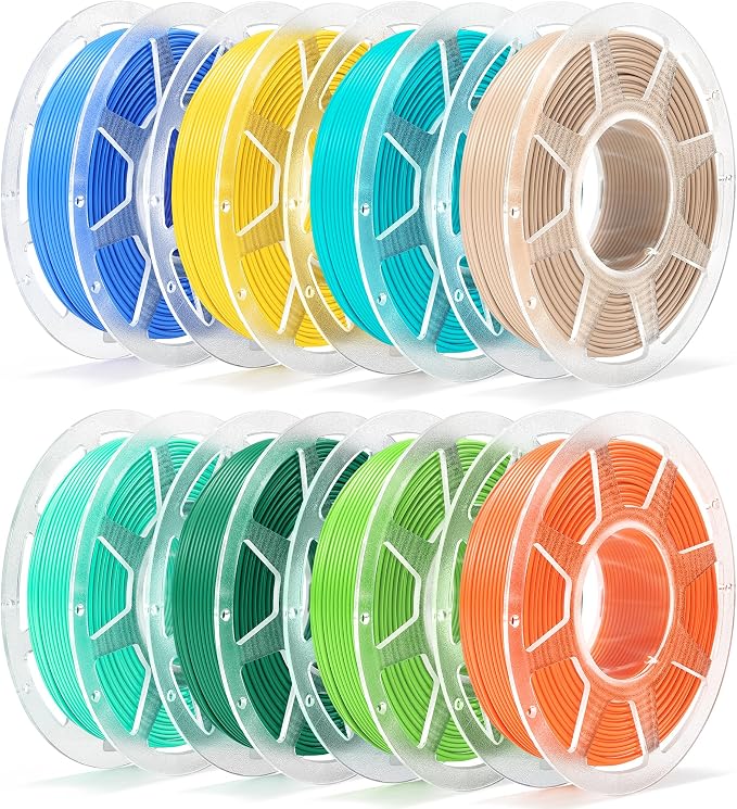 250g Pre-Dried PLA Basic Bundle with Spool for Bambu Lab 3D Printers, Multicolor 1.75mm 3D Printing Filament, 250g Spool, 8 Rolls, Fresh Summer Mix