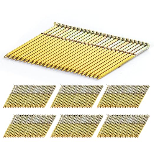 meite 28 Degree Framing Nails 2 Inch Galvanized Wire Weld Collated Nails for Framing Nailer Gun, Offset Round Head Smooth Shank for Structural Wall Sheathing Decking 2,000 PCS | Offset Full Round Head Diamond Point, Rust-proof, Fits Pneumatic Cordless ...