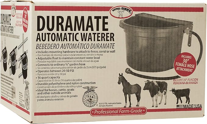 Little Giant® Automatic Animal Waterer | DuraMate Float Controlled Automatic Waterer for Livestock | Heavy Duty and Durable | Made in USA | 4 Gallon (Green, 4 Gallon)