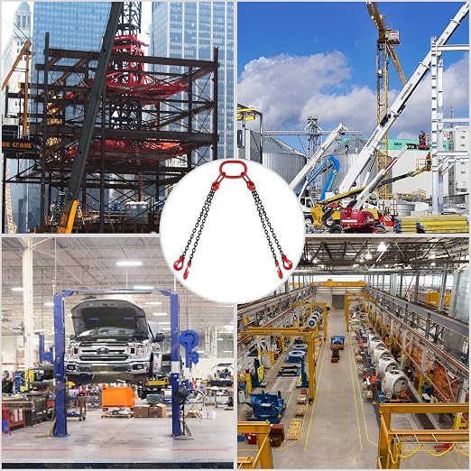 VEVOR Chain Sling 5/16 Inch X 5 Ft Chain Sling for Engine Hoist G80 Alloy Steel Lifting Sling Chains 3 Ton with 4 Leg Grab Hooks