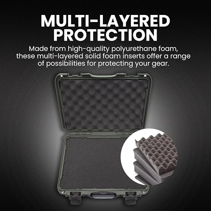 NANUK 910 Hard Case with Customizable Cubed Foam, IP67 Waterproof, Dustproof and Impact Resistant, 14.3” x 11.1” x 4.7”, Rugged Construction for Ultimate Protection, Made in Canada - Olive