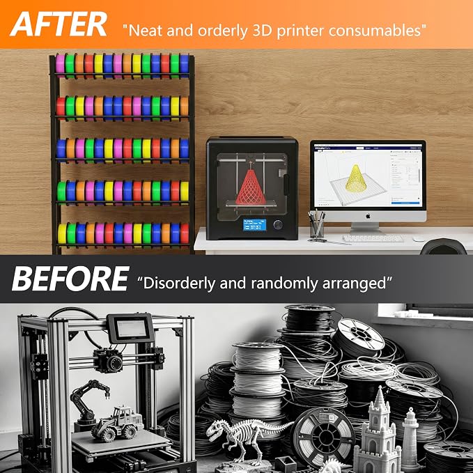 Piskyet 7-Tier Heavy Duty 3D Printer Filament Storage Rack, Large Capacity Spool Holder Shelves for 3D Printing Filaments, Perfect for Home Studio, Office, Workshop & 3D Printing Business (Shelf Only)