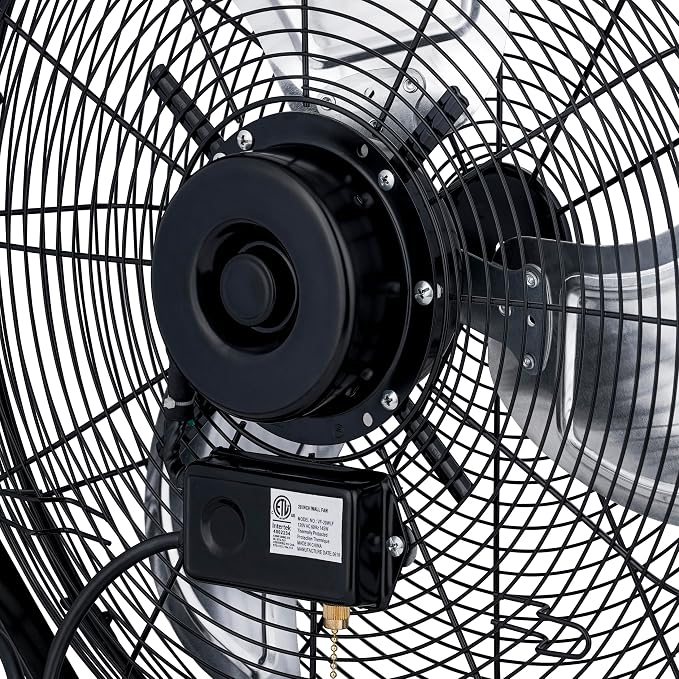 NewAir 20" High Velocity Wall Mount Fan, Heavy Duty Waterproof Outdoor Fan, Adjustable Tilt and 3 Speeds up to 4650 CFM, Pull Chain Switch | Wall Fan or Garage Fan for Indoor, Patio, Gym or Porch